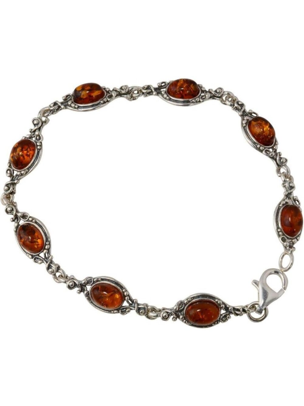 Genuine Baltic Amber Bracelet for Women | Sterling Silver Honey Amber Jewelry